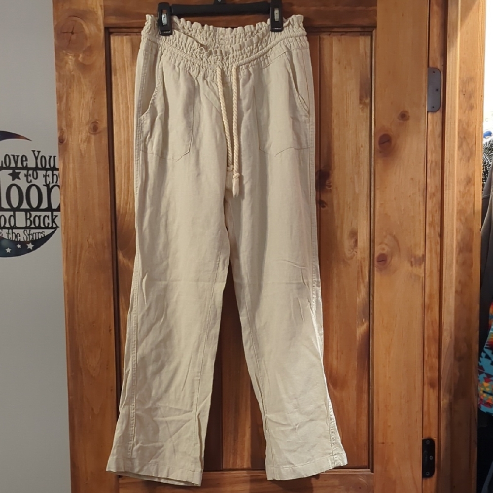 Roxy Light Beige Textured Pants